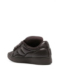 dunkelbraune Leder niedrige Sneakers von Lanvin