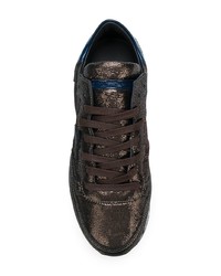 dunkelbraune Leder niedrige Sneakers von Philippe Model