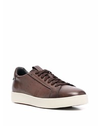 dunkelbraune Leder niedrige Sneakers von Santoni