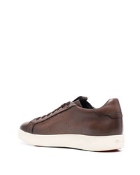 dunkelbraune Leder niedrige Sneakers von Santoni