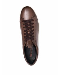 dunkelbraune Leder niedrige Sneakers von Santoni