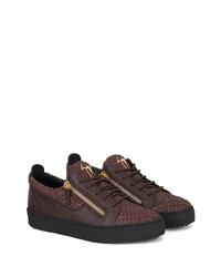 dunkelbraune Leder niedrige Sneakers von Giuseppe Zanotti