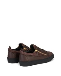 dunkelbraune Leder niedrige Sneakers von Giuseppe Zanotti