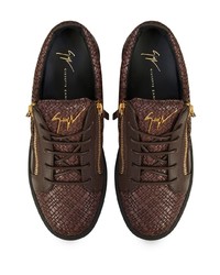 dunkelbraune Leder niedrige Sneakers von Giuseppe Zanotti