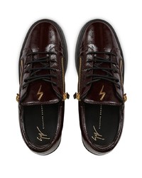 dunkelbraune Leder niedrige Sneakers von Giuseppe Zanotti