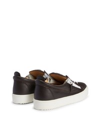 dunkelbraune Leder niedrige Sneakers von Giuseppe Zanotti