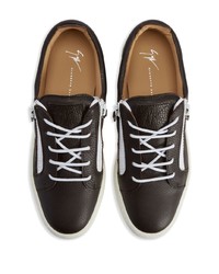 dunkelbraune Leder niedrige Sneakers von Giuseppe Zanotti