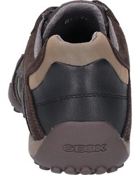 dunkelbraune Leder niedrige Sneakers von Geox