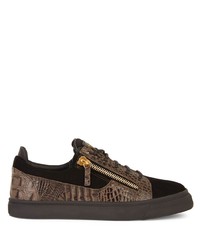 dunkelbraune Leder niedrige Sneakers von Giuseppe Zanotti