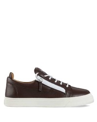 dunkelbraune Leder niedrige Sneakers von Giuseppe Zanotti