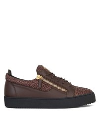 dunkelbraune Leder niedrige Sneakers von Giuseppe Zanotti