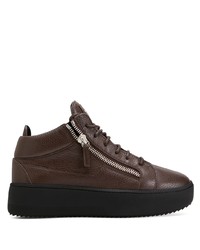 dunkelbraune Leder niedrige Sneakers von Giuseppe Zanotti