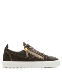 dunkelbraune Leder niedrige Sneakers von Giuseppe Zanotti