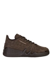 dunkelbraune Leder niedrige Sneakers von Giuseppe Zanotti