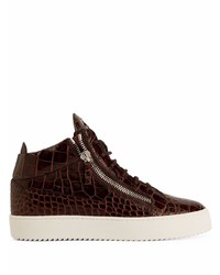 dunkelbraune Leder niedrige Sneakers von Giuseppe Zanotti