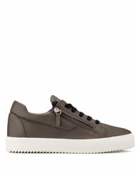 dunkelbraune Leder niedrige Sneakers von Giuseppe Zanotti