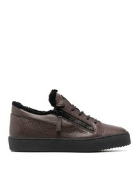 dunkelbraune Leder niedrige Sneakers von Giuseppe Zanotti