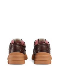 dunkelbraune Leder niedrige Sneakers von Gucci