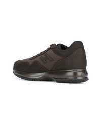 dunkelbraune Leder niedrige Sneakers von Hogan