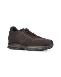 dunkelbraune Leder niedrige Sneakers von Hogan