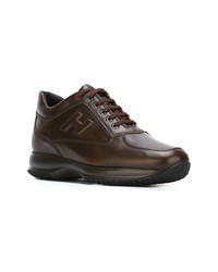 dunkelbraune Leder niedrige Sneakers von Hogan