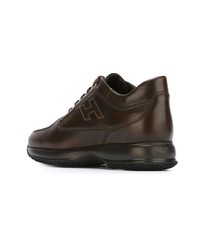 dunkelbraune Leder niedrige Sneakers von Hogan