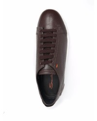 dunkelbraune Leder niedrige Sneakers von Santoni