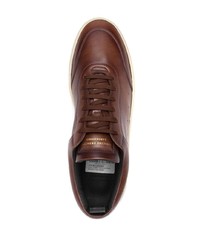 dunkelbraune Leder niedrige Sneakers von Officine Creative