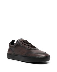 dunkelbraune Leder niedrige Sneakers von Officine Creative