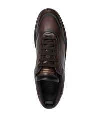 dunkelbraune Leder niedrige Sneakers von Officine Creative