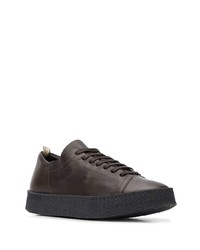 dunkelbraune Leder niedrige Sneakers von Officine Creative