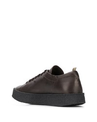 dunkelbraune Leder niedrige Sneakers von Officine Creative