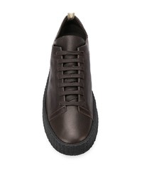 dunkelbraune Leder niedrige Sneakers von Officine Creative