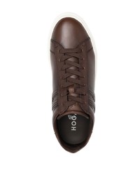 dunkelbraune Leder niedrige Sneakers von Hogan