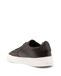 dunkelbraune Leder niedrige Sneakers von Santoni