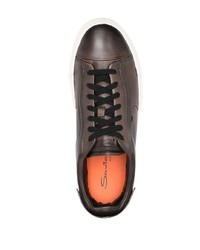 dunkelbraune Leder niedrige Sneakers von Santoni