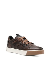 dunkelbraune Leder niedrige Sneakers von Santoni