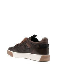 dunkelbraune Leder niedrige Sneakers von Santoni