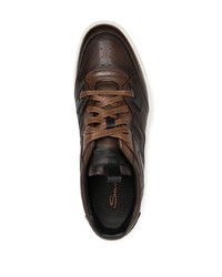 dunkelbraune Leder niedrige Sneakers von Santoni