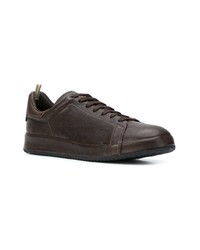 dunkelbraune Leder niedrige Sneakers von Officine Creative