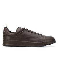 dunkelbraune Leder niedrige Sneakers von Officine Creative