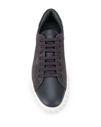 dunkelbraune Leder niedrige Sneakers von Salvatore Ferragamo