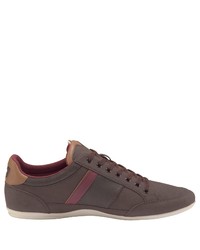 dunkelbraune Leder niedrige Sneakers von Lacoste