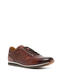 dunkelbraune Leder niedrige Sneakers von Magnanni