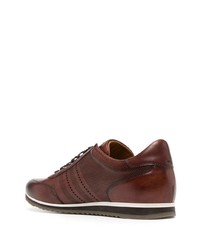 dunkelbraune Leder niedrige Sneakers von Magnanni