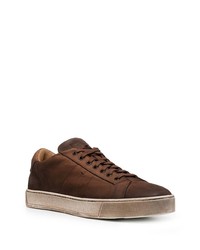 dunkelbraune Leder niedrige Sneakers von Santoni