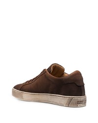 dunkelbraune Leder niedrige Sneakers von Santoni