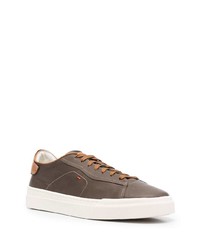 dunkelbraune Leder niedrige Sneakers von Santoni