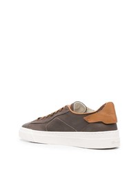 dunkelbraune Leder niedrige Sneakers von Santoni