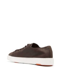 dunkelbraune Leder niedrige Sneakers von Santoni